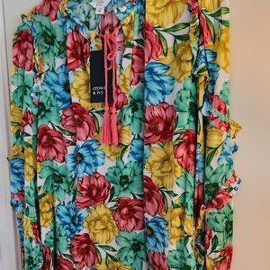 Crown& Ivy Gauze long sleeve multi color floral